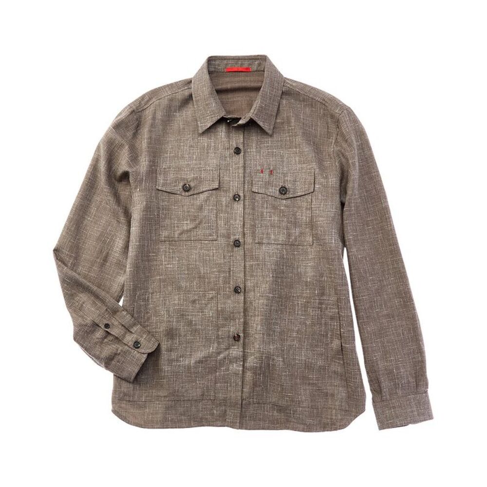 Isaia Mens  Wool, Silk & Linen-Blend Overshirt, Brown